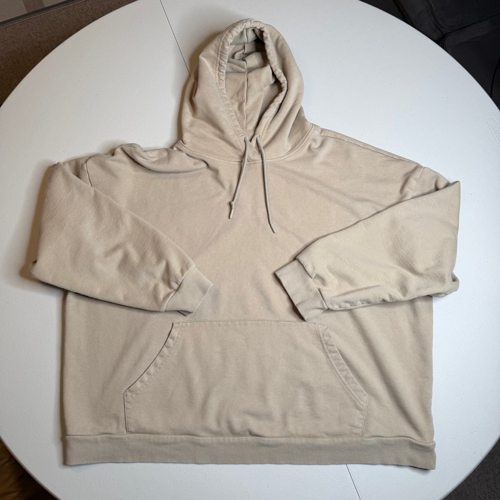 Original Use Mens XXL Hoodie Tan Beige Fleece Pullover Sweatshirt
